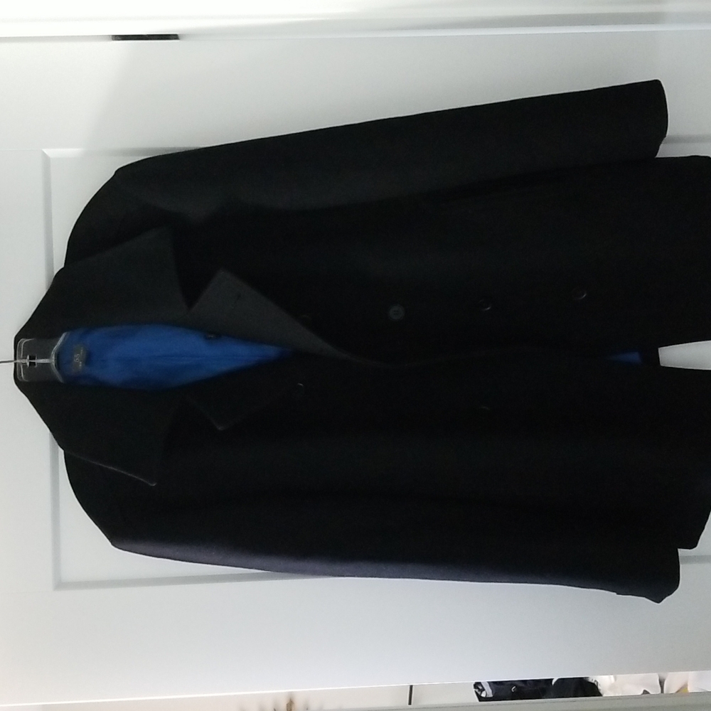 55 BROOME Black Wool Coat Size XL